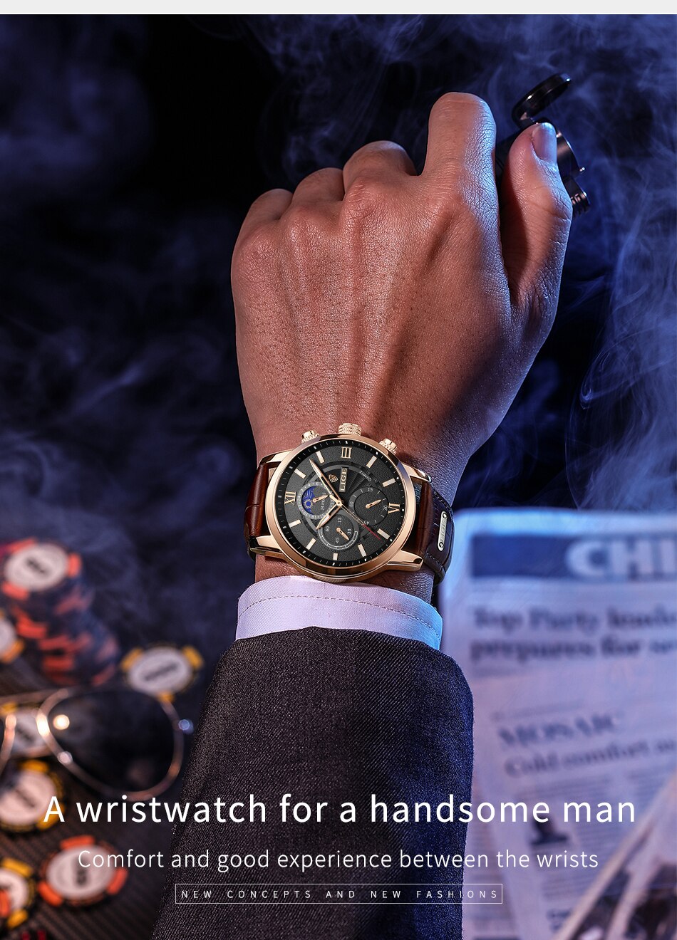 2021 New Mens Watches LIGE Top Brand Luxury Leather Casual Quartz Watch Men's Sport Waterproof Clock Watch Relogio Masculino+Box