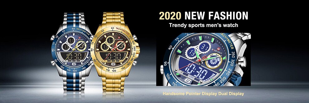 NAVIFORCE Luxury Brand Men's Wrist Watch Military Digital Sport Watches For Man Steel Strap Quartz Clock Male Relogio Masculino