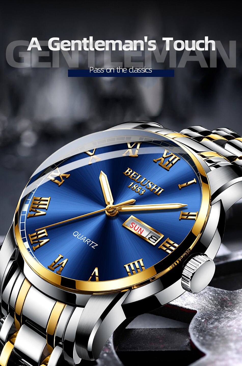 BELUSHI Top Brand Luxury Mens Watches Luminous Waterproof Stainless Steel Watch Quartz Men Date Calendar Business Wristwatch BELUSHI Top Brand Luxury Mens Watches Luminous Waterproof Stainless Steel Watch Quartz Men Date Calendar Business Wristwatch