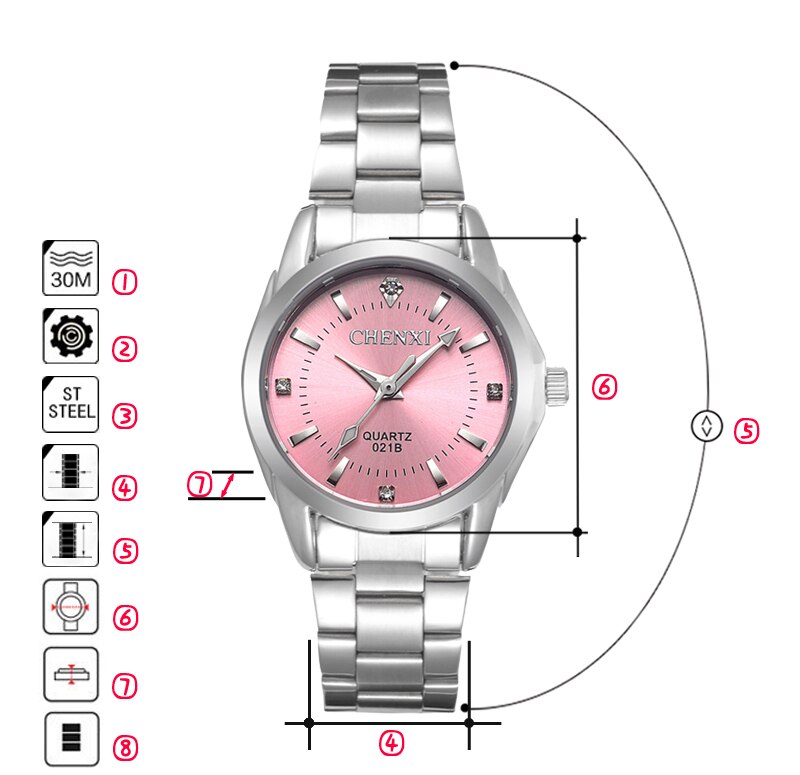 6 Fashion colors CHENXI CX021B Brand relogio Luxury Women's Casual watches waterproof watch women fashion Dress Rhinestone watch