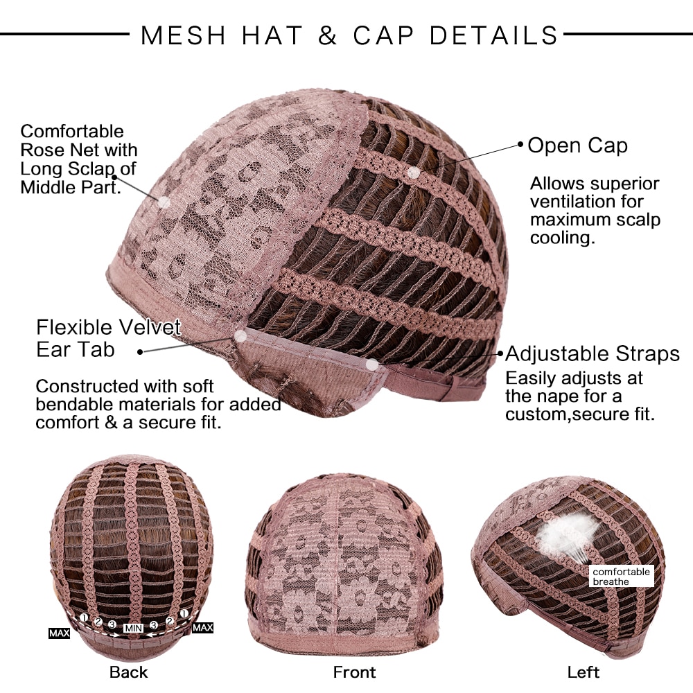 LOUIS FERRE Highlight Colored Wig for Women Long Wave Brown Blonde Ombre Bob Hair Wig with Bangs Daily Heat Resistant Fibre