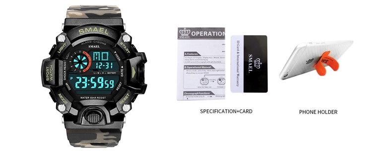 Watches Men Digital Watch White SMAEL Sport Watch 50M Waterproof Auto Date relogio masculino Digital Military Watches Mens Sport