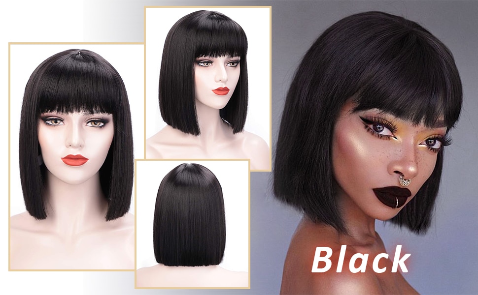 12 inch Synthetic Hair Short Bob Wig With Bang 12 inch Synthetic Hair Short Bob Wig With Bang