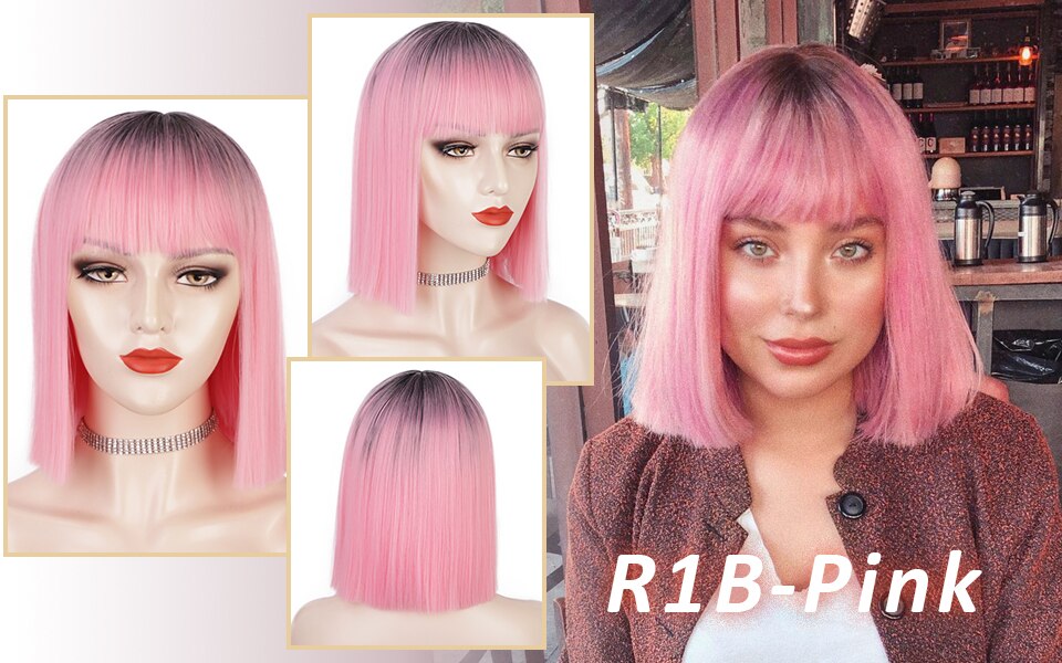 12 inch Synthetic Hair Short Bob Wig With Bang 12 inch Synthetic Hair Short Bob Wig With Bang