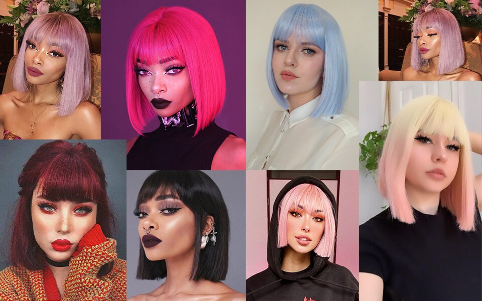 12 inch Synthetic Hair Short Bob Wig With Bang 12 inch Synthetic Hair Short Bob Wig With Bang