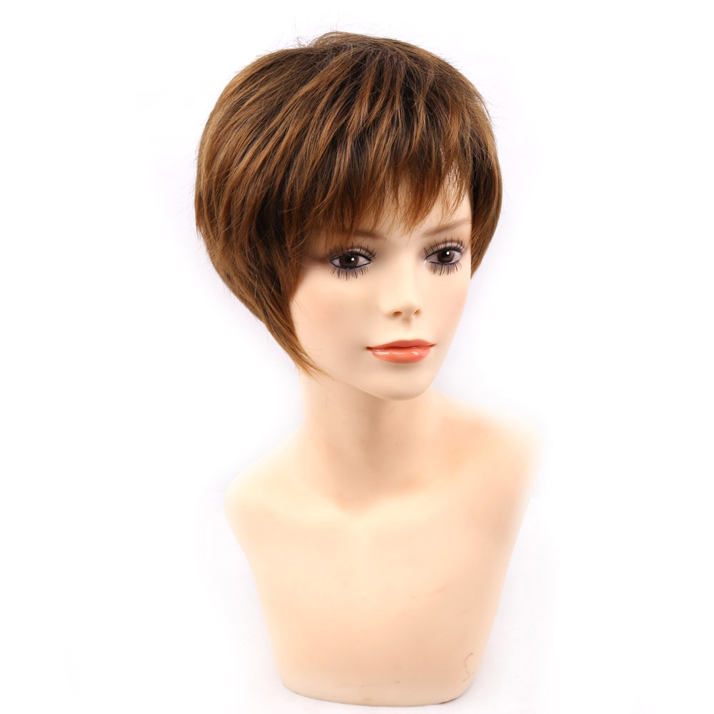 Highlights Short Straight Non-Lace Synthetic Hair Wig