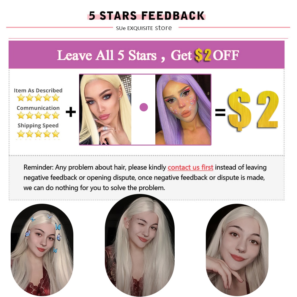 SUe EXQUISITE Synthetic Wigs For Black Women Long Straight Wigs White/Blonde/Purple Wig Middle Part Cosplay Wigs for Party SUe EXQUISITE Synthetic Wigs For Black Women Long Straight Wigs White/Blonde/Purple Wig Middle Part Cosplay Wigs for Party