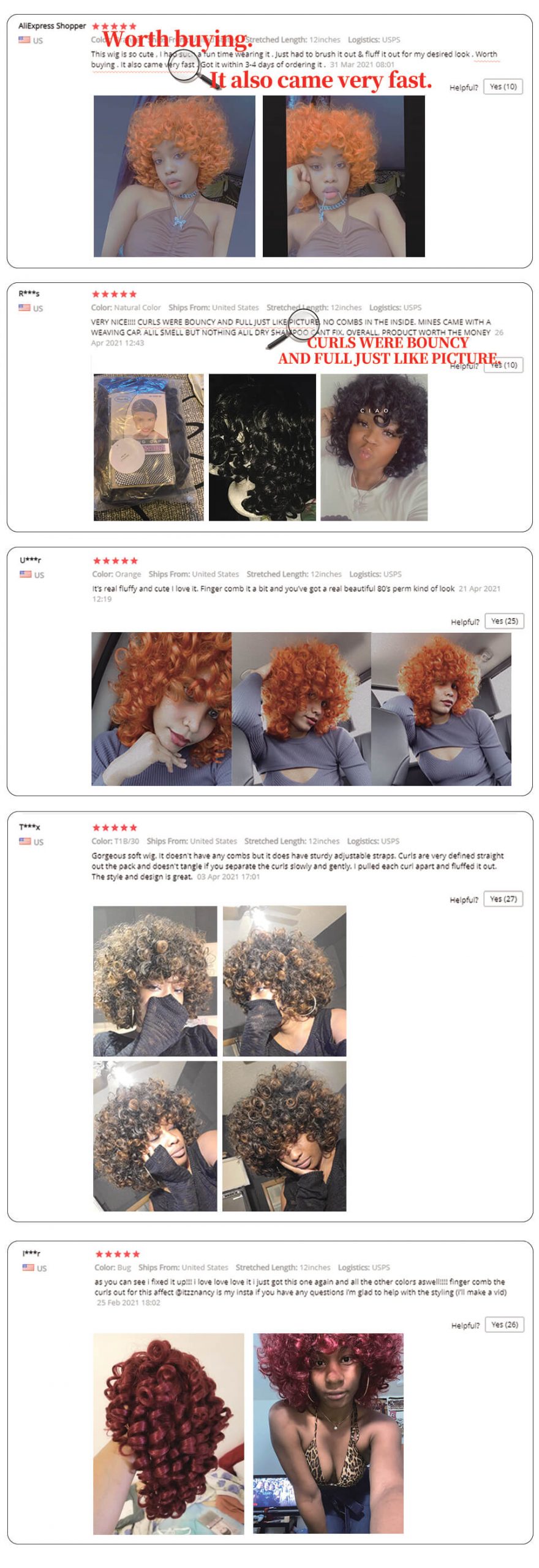 FAVE Afro Kinky Curly Wig With Bangs Black Red Synthetic Hair Shoulder LengthHeat Resistant Fiber For Africa America Black Women