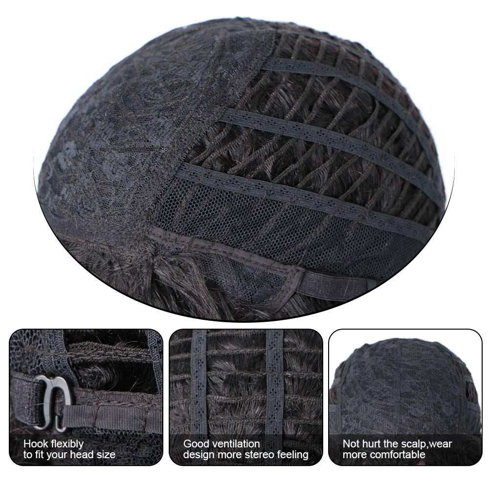 FAVE Afro Kinky Curly Wig With Bangs Black Red Synthetic Hair Shoulder LengthHeat Resistant Fiber For Africa America Black Women