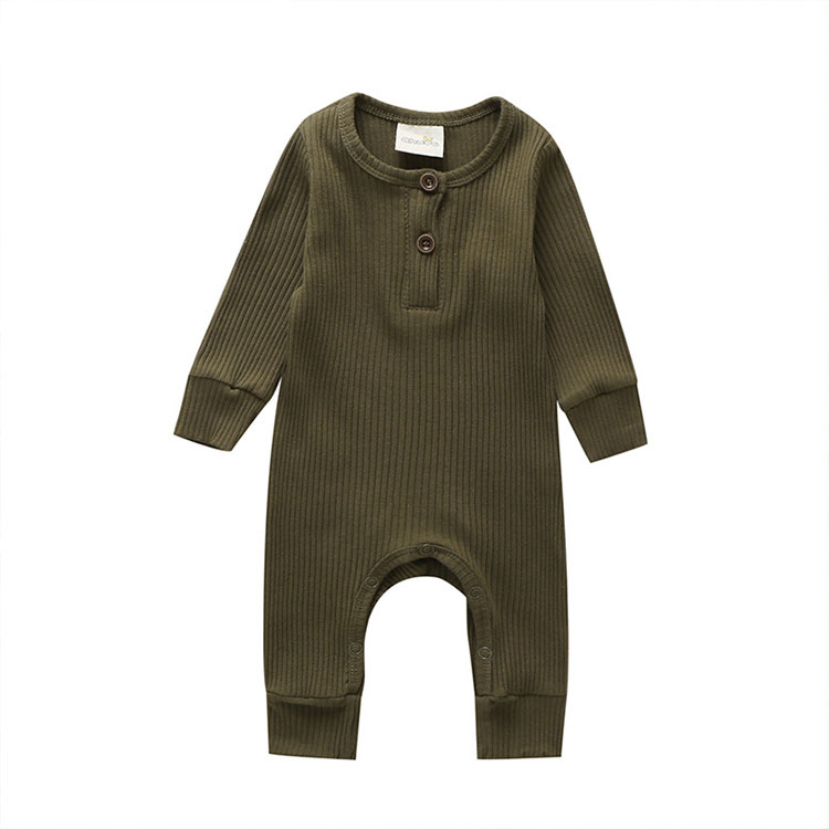 Baby's Ribbed Fabric Long Sleeve Romper