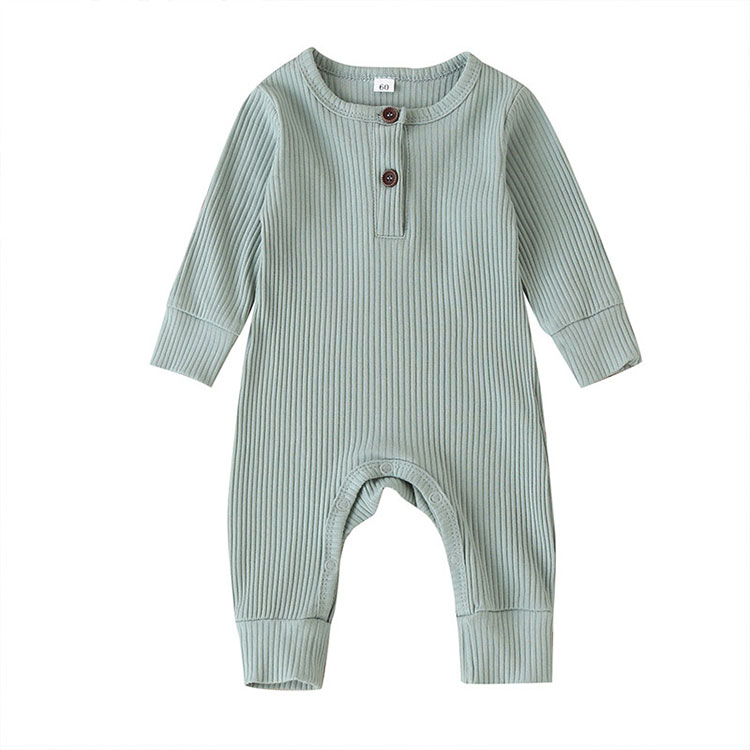 Baby's Ribbed Fabric Long Sleeve Romper