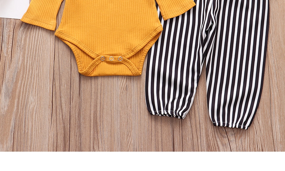 Baby Girls Long Sleeve Romper Pants Hairband Set