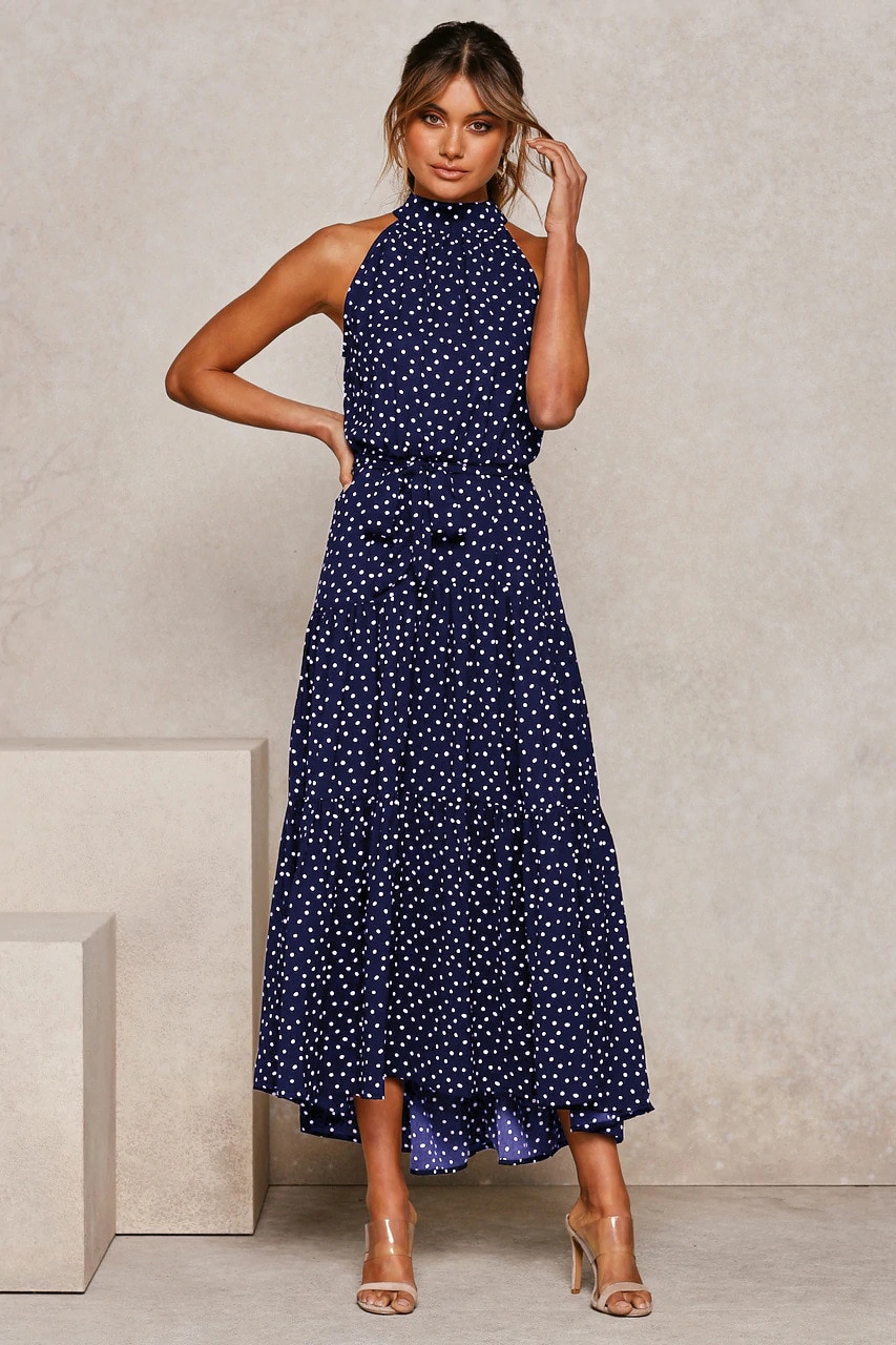 Women's Polka Dot Halter Dress