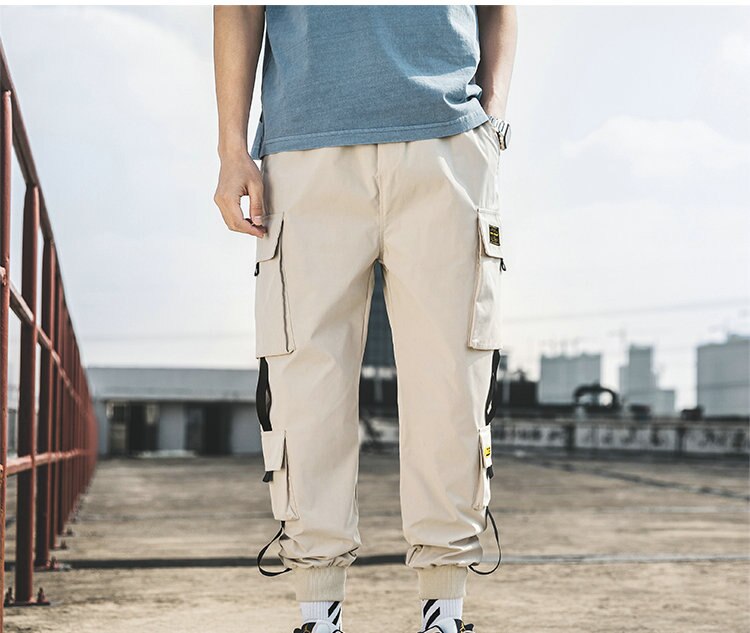 2020 New Hip Hop Joggers Cargo Pants Men Harem Pants Multi-Pocket Ribbons Man Sweatpants Streetwear Casual Mens Pants S-5XL