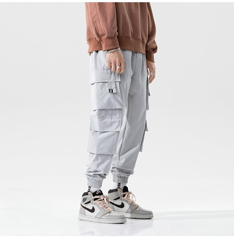 2020 New Hip Hop Joggers Cargo Pants Men Harem Pants Multi-Pocket Ribbons Man Sweatpants Streetwear Casual Mens Pants S-5XL