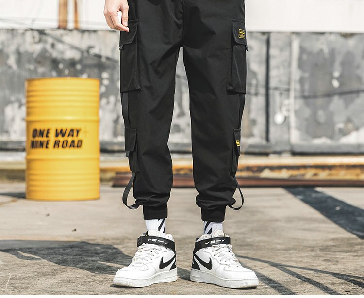 2020 New Hip Hop Joggers Cargo Pants Men Harem Pants Multi-Pocket Ribbons Man Sweatpants Streetwear Casual Mens Pants S-5XL