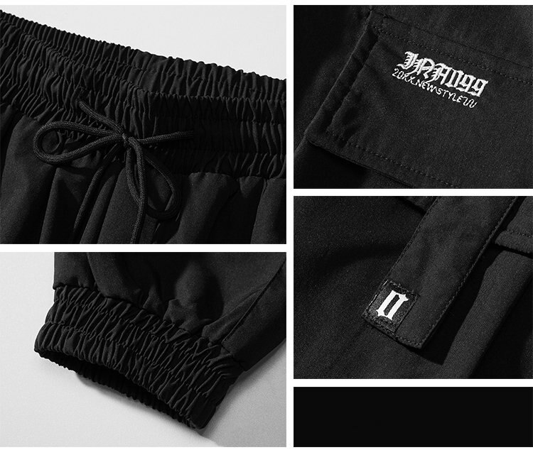 2020 New Hip Hop Joggers Cargo Pants Men Harem Pants Multi-Pocket Ribbons Man Sweatpants Streetwear Casual Mens Pants S-5XL