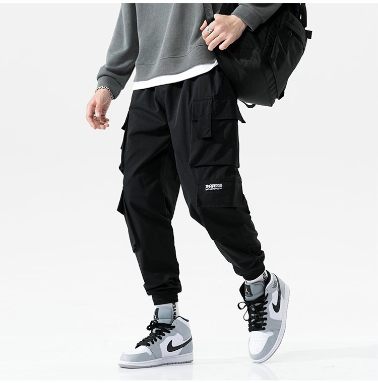 2020 New Hip Hop Joggers Cargo Pants Men Harem Pants Multi-Pocket Ribbons Man Sweatpants Streetwear Casual Mens Pants S-5XL