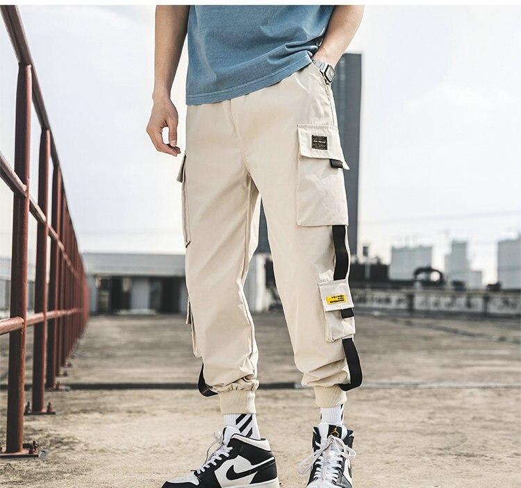 2020 New Hip Hop Joggers Cargo Pants Men Harem Pants Multi-Pocket Ribbons Man Sweatpants Streetwear Casual Mens Pants S-5XL