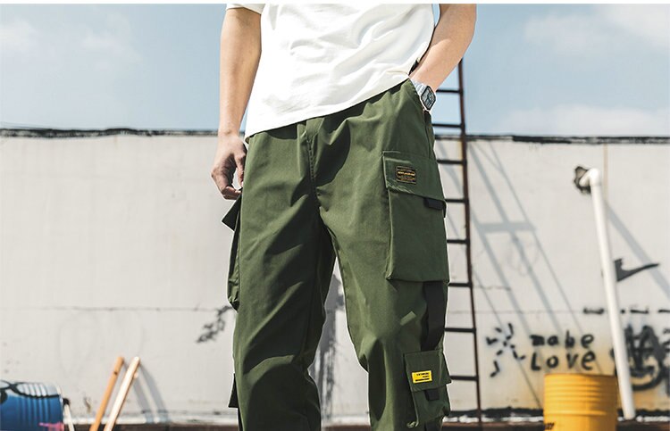 2020 New Hip Hop Joggers Cargo Pants Men Harem Pants Multi-Pocket Ribbons Man Sweatpants Streetwear Casual Mens Pants S-5XL