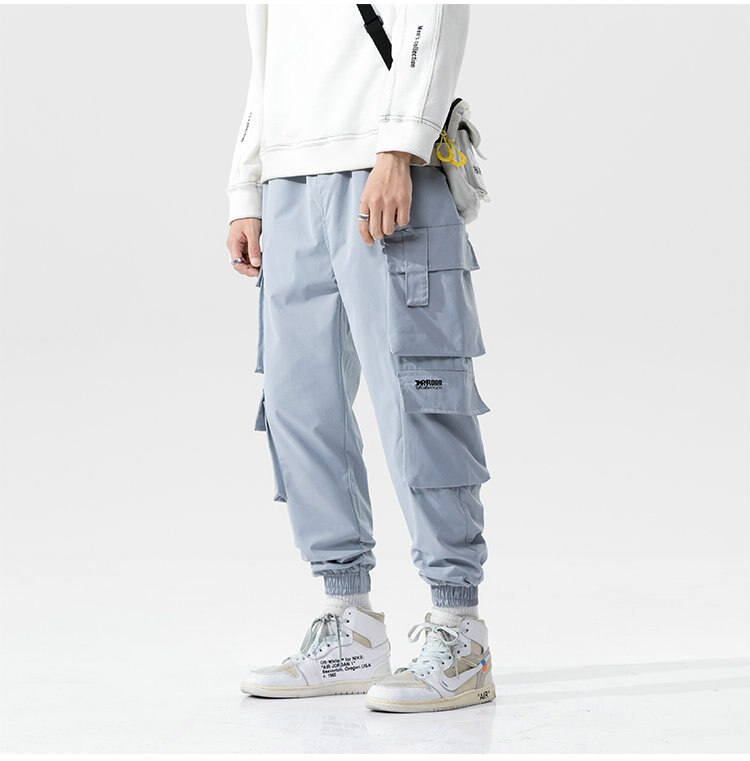2020 New Hip Hop Joggers Cargo Pants Men Harem Pants Multi-Pocket Ribbons Man Sweatpants Streetwear Casual Mens Pants S-5XL