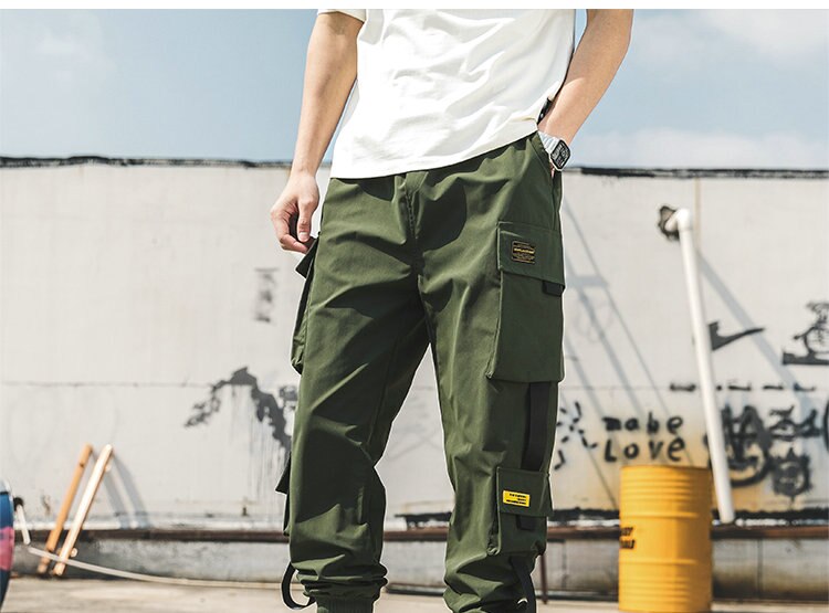 2020 New Hip Hop Joggers Cargo Pants Men Harem Pants Multi-Pocket Ribbons Man Sweatpants Streetwear Casual Mens Pants S-5XL