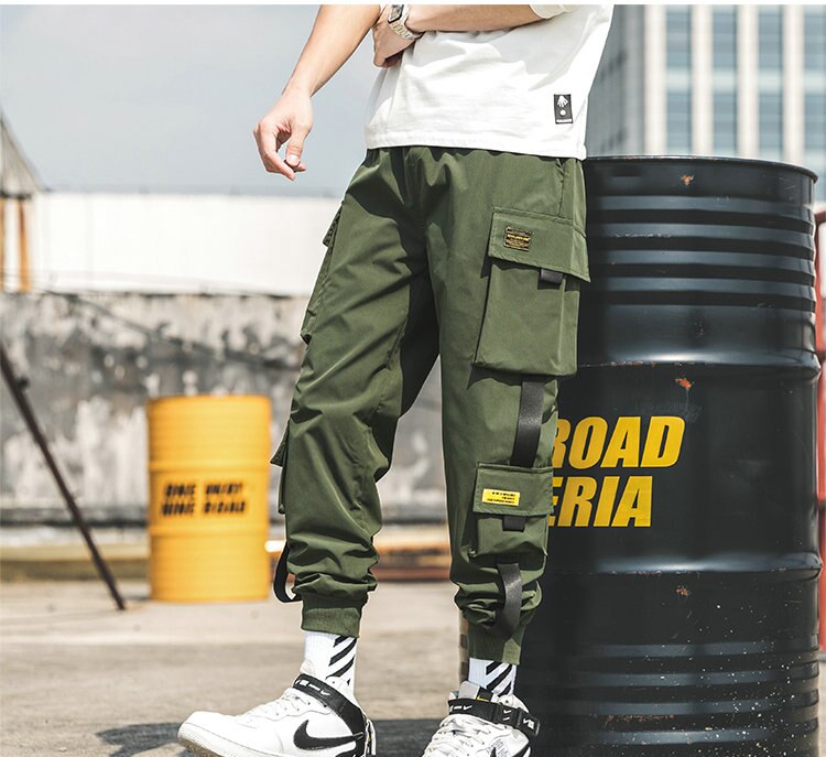 2020 New Hip Hop Joggers Cargo Pants Men Harem Pants Multi-Pocket Ribbons Man Sweatpants Streetwear Casual Mens Pants S-5XL