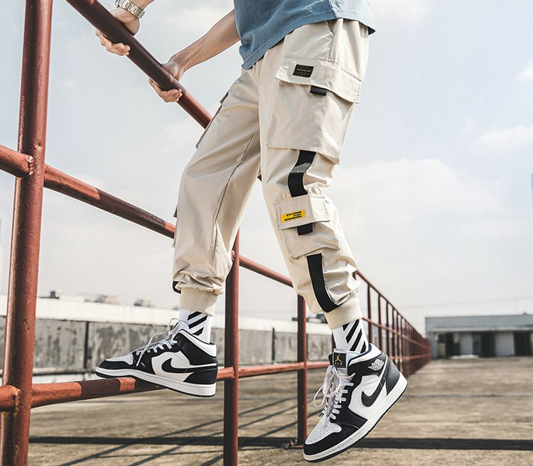 2020 New Hip Hop Joggers Cargo Pants Men Harem Pants Multi-Pocket Ribbons Man Sweatpants Streetwear Casual Mens Pants S-5XL