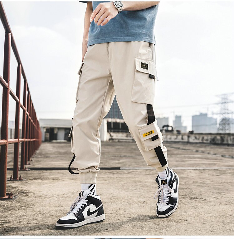 2020 New Hip Hop Joggers Cargo Pants Men Harem Pants Multi-Pocket Ribbons Man Sweatpants Streetwear Casual Mens Pants S-5XL