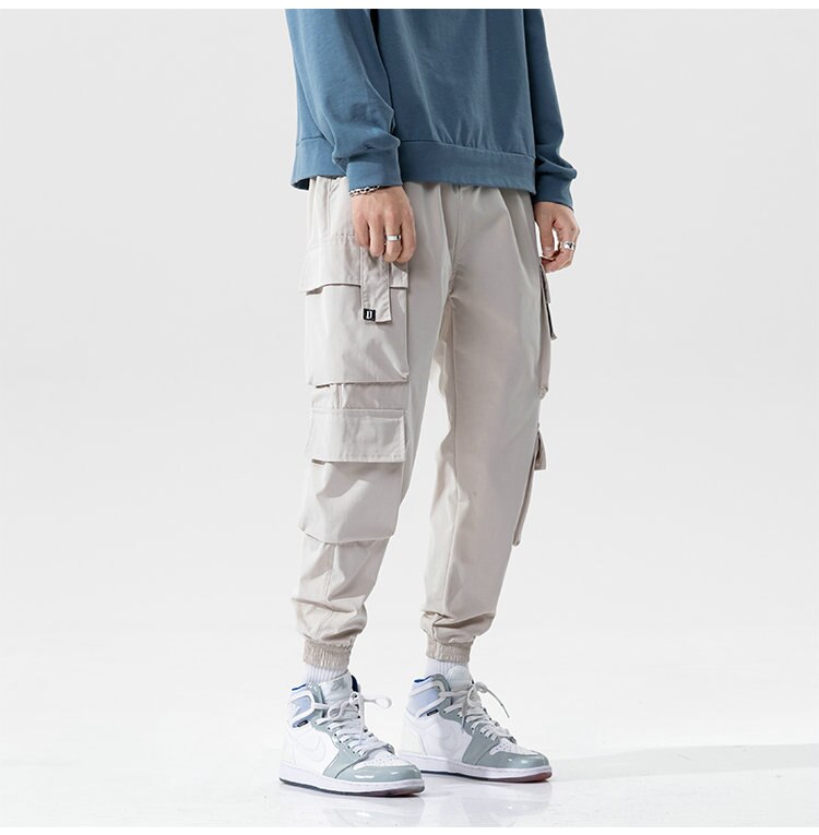 2020 New Hip Hop Joggers Cargo Pants Men Harem Pants Multi-Pocket Ribbons Man Sweatpants Streetwear Casual Mens Pants S-5XL
