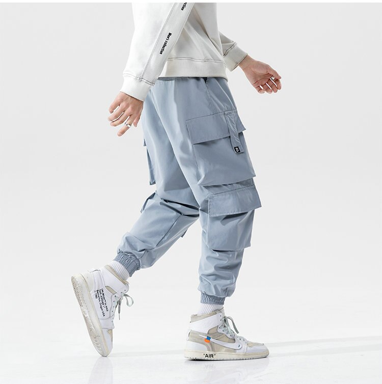 2020 New Hip Hop Joggers Cargo Pants Men Harem Pants Multi-Pocket Ribbons Man Sweatpants Streetwear Casual Mens Pants S-5XL