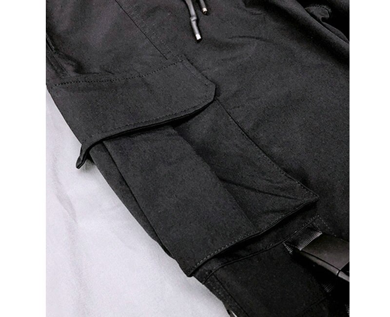 Hip Hop Men Ribbons Cargo Pants Fashion Harajuku 2020 New Elastic Waist Casual Streetwear Mens Joggers Trousers Black