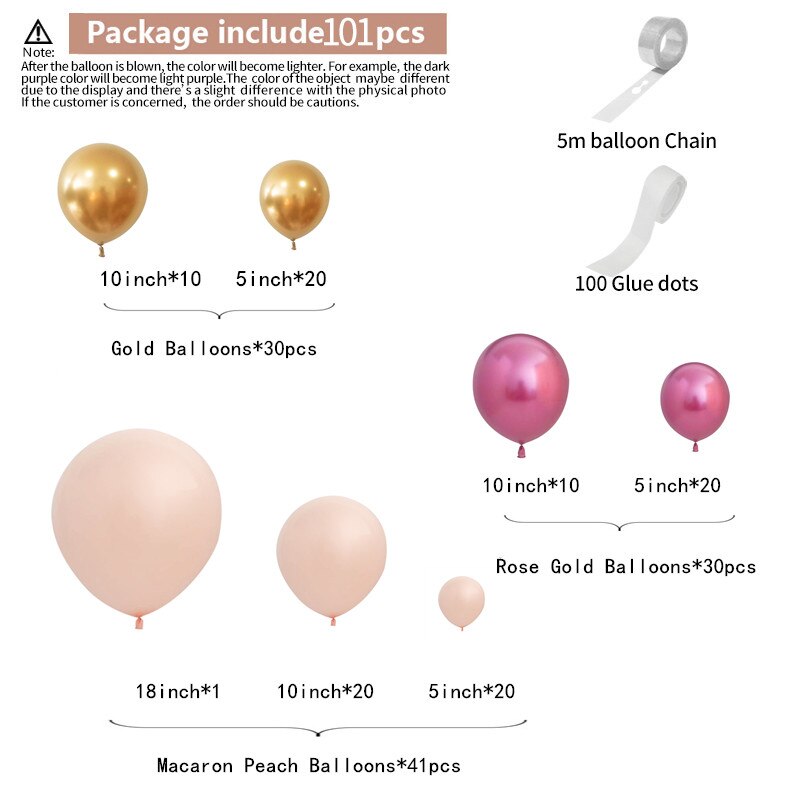 101pcs DIY Macaron Peach Balloon Garland Kit Wedding Decoration Birthday Party Decoration Accessories Balloons Arch Set