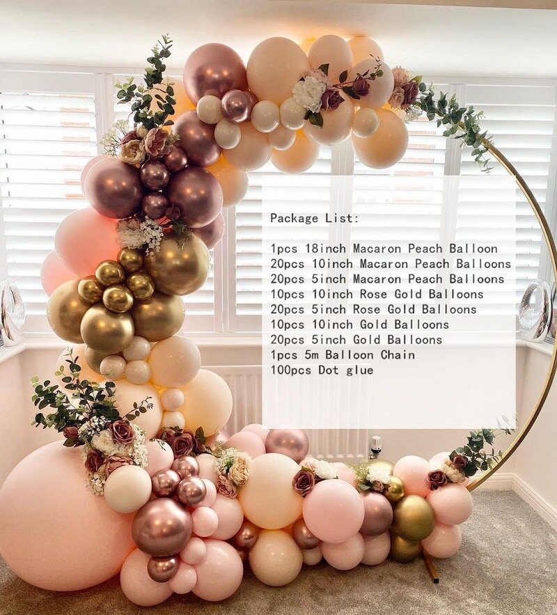 101pcs DIY Macaron Peach Balloon Garland Kit Wedding Decoration Birthday Party Decoration Accessories Balloons Arch Set