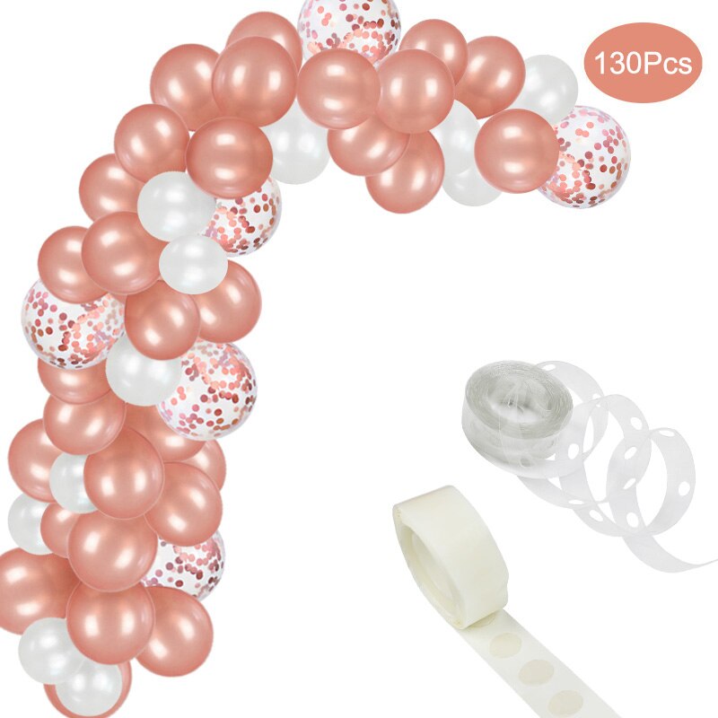 130Pcs Rose Gold Balloon Arch Garland Kit Latex Confetti Balloons for Wedding Bridal Birthday Party Decorations Baby Shower Girl