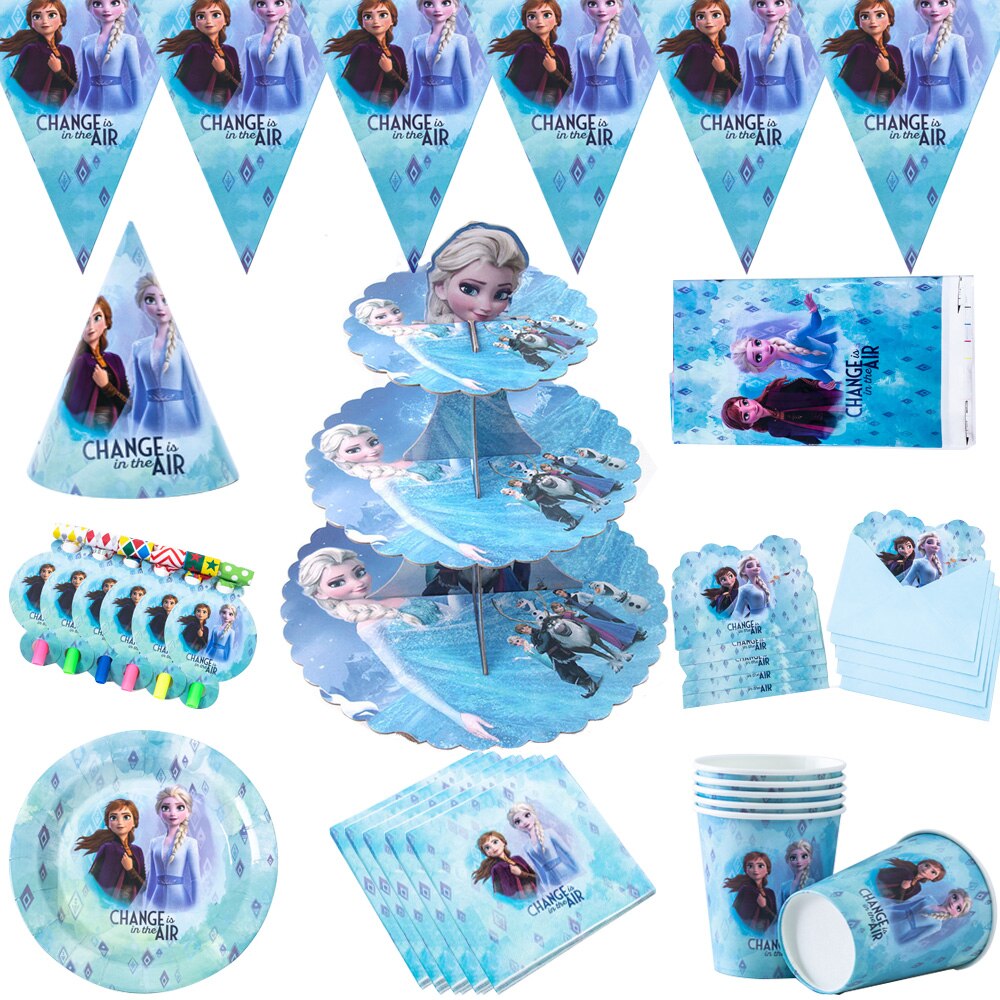 Disney Frozen Elsa Princess Snow Queen Theme  Birthday Party Decorations Kids Girl Party Tableware DIY Supplies Decoration