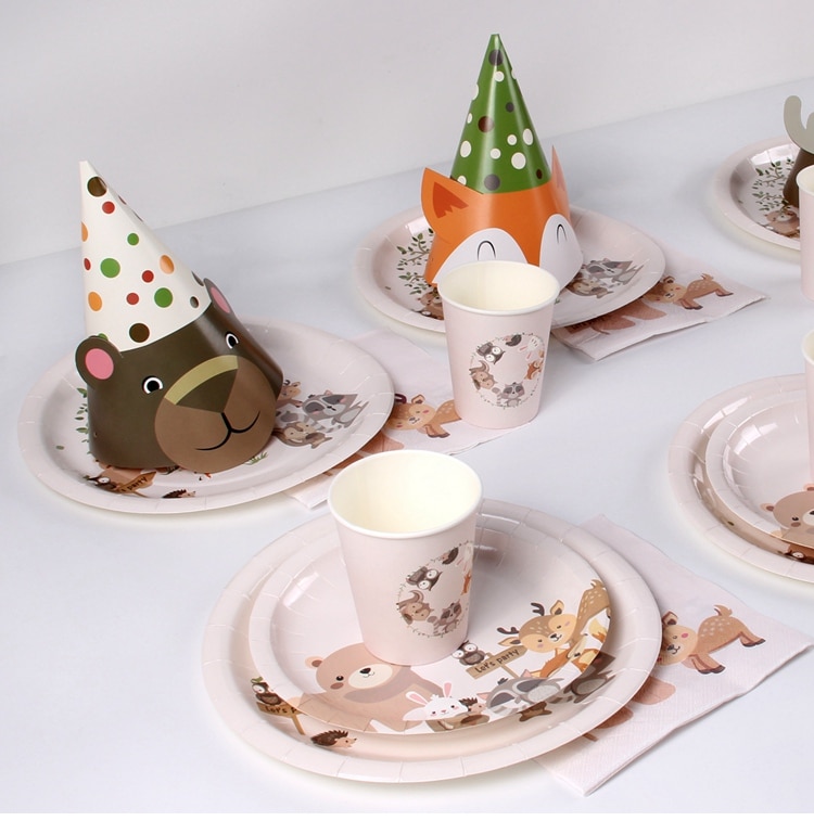 Woodland Animals Kids Birthday Party Decorations Forest Safari Jungle Party Supplies Girl Boy Baby Shower Woodland Birthday Deco