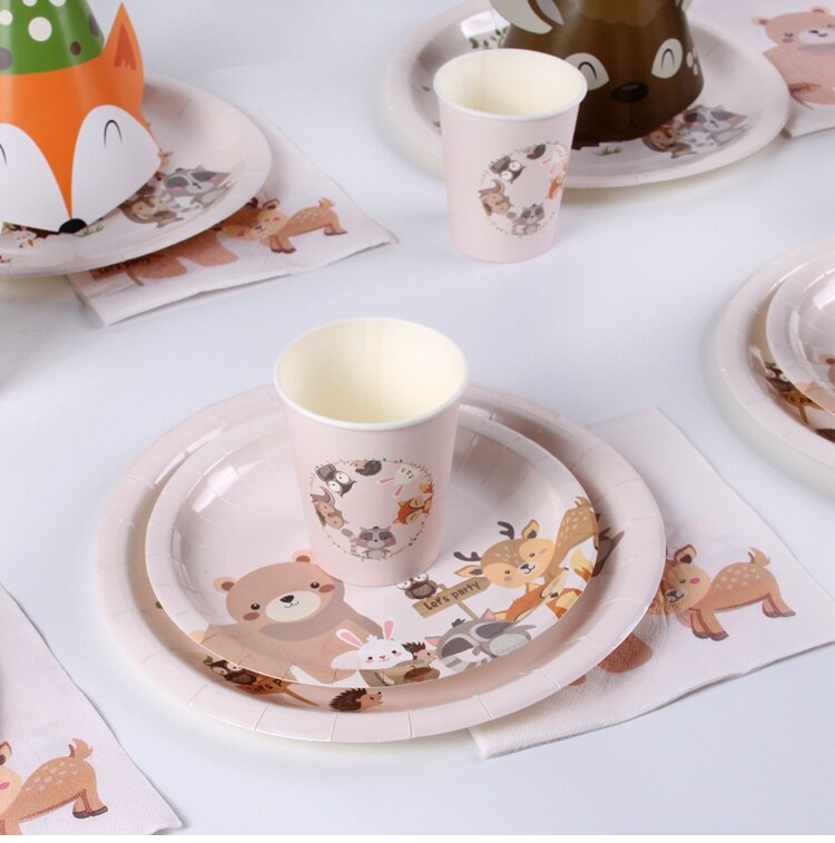 Woodland Animals Kids Birthday Party Decorations Forest Safari Jungle Party Supplies Girl Boy Baby Shower Woodland Birthday Deco