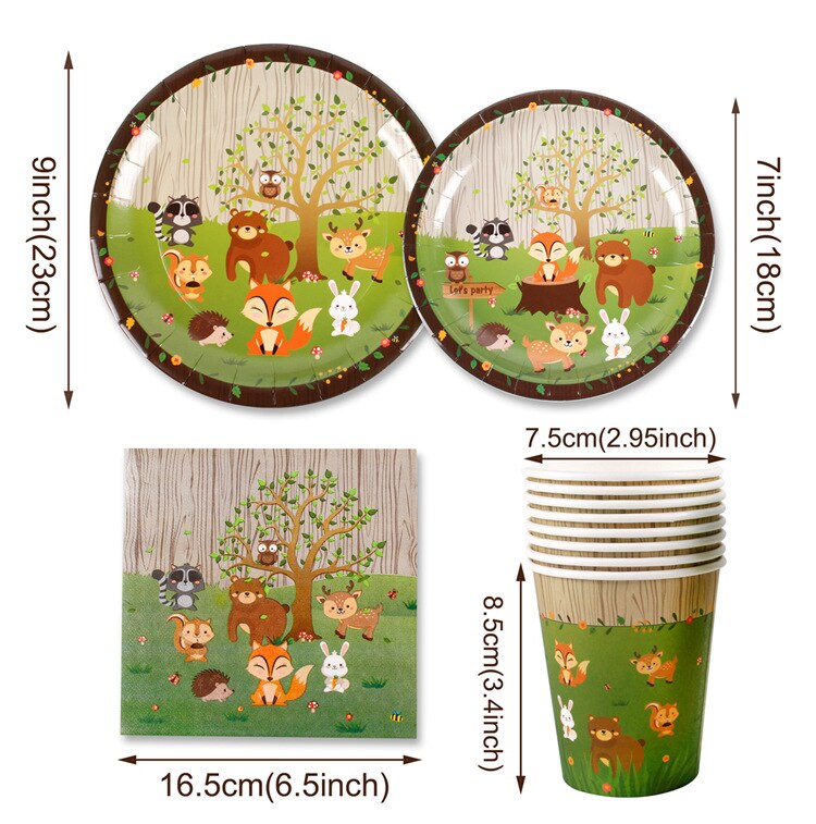 Woodland Animals Kids Birthday Party Decorations Forest Safari Jungle Party Supplies Girl Boy Baby Shower Woodland Birthday Deco