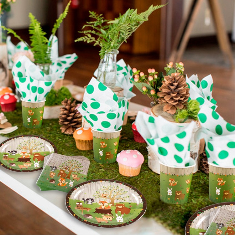 Woodland Animals Kids Birthday Party Decorations Forest Safari Jungle Party Supplies Girl Boy Baby Shower Woodland Birthday Deco