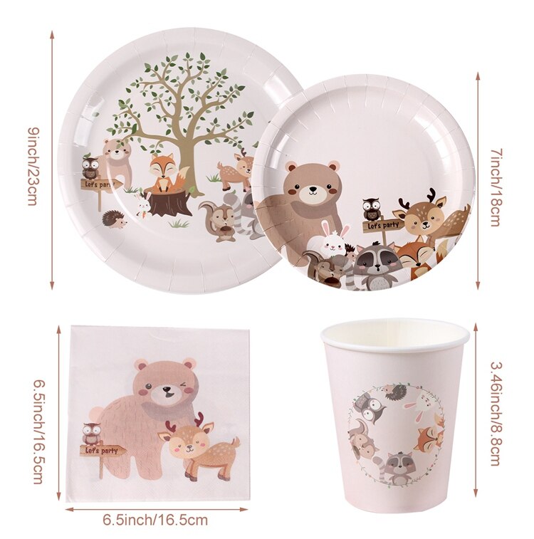 Woodland Animals Kids Birthday Party Decorations Forest Safari Jungle Party Supplies Girl Boy Baby Shower Woodland Birthday Deco