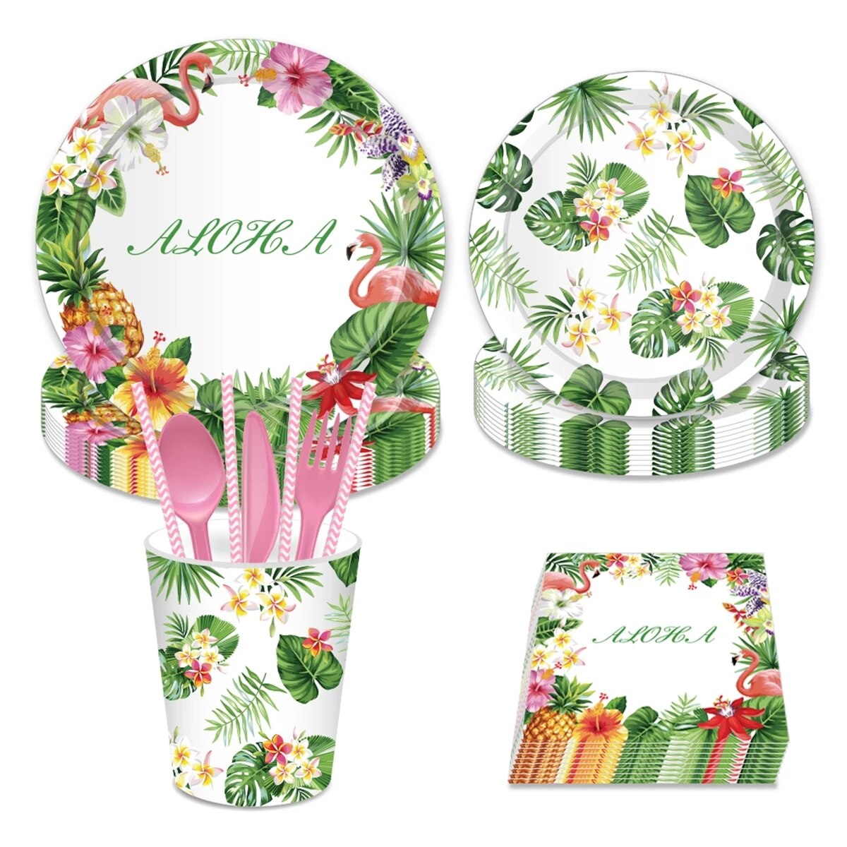 Tropical Hawaiian Balloon Garland Arch Kit Balloon Chain Pink Flamingo Birthday Decor Summer Hawaii Party Decoration Luau Aloha