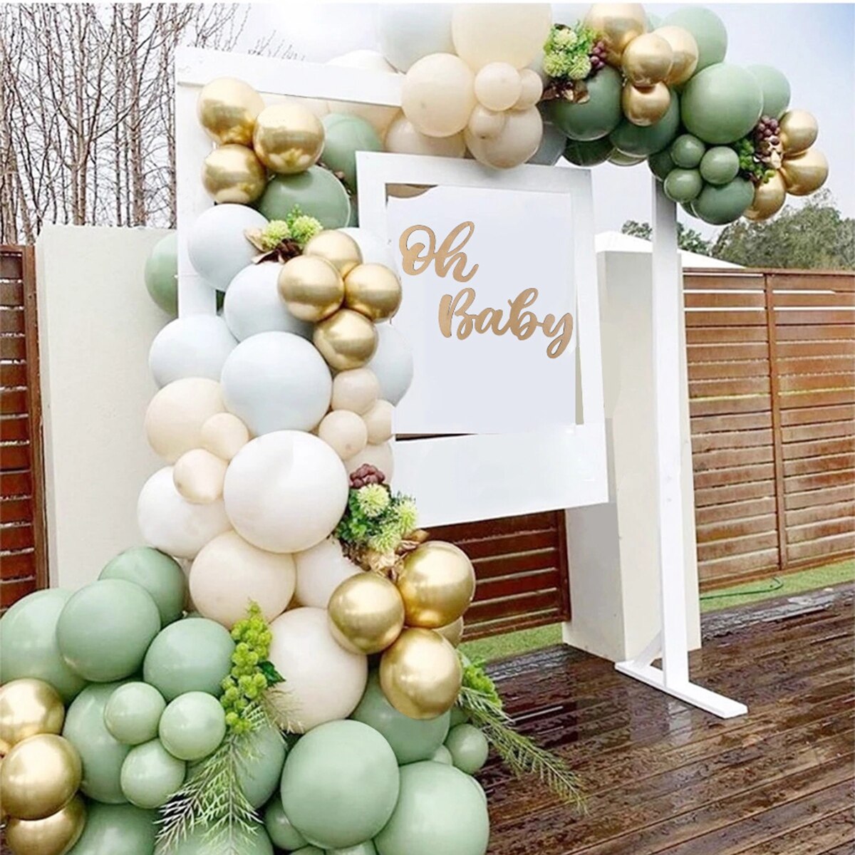 152pcs Green Silver Macaron Metal Balloon Garland Arch Wedding Birthday Balloons Decoration Party Balloons For Kids Baby Shower