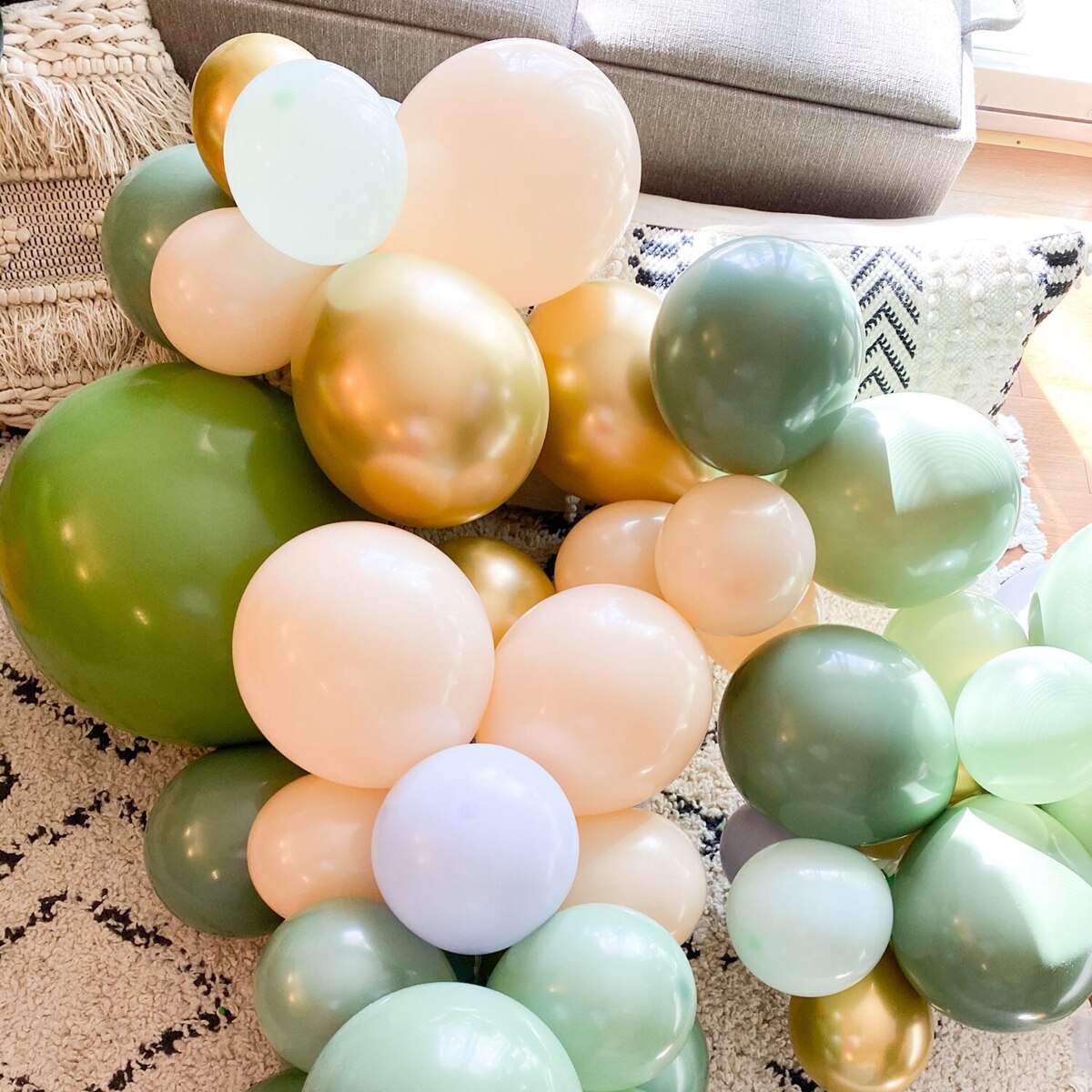 152pcs Green Silver Macaron Metal Balloon Garland Arch Wedding Birthday Balloons Decoration Party Balloons For Kids Baby Shower
