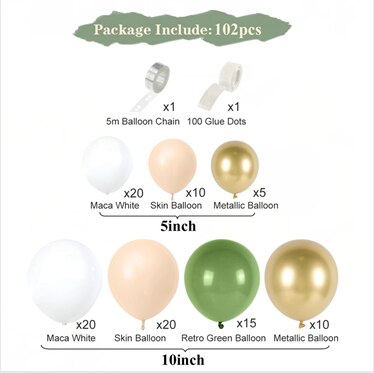 152pcs Green Silver Macaron Metal Balloon Garland Arch Wedding Birthday Balloons Decoration Party Balloons For Kids Baby Shower