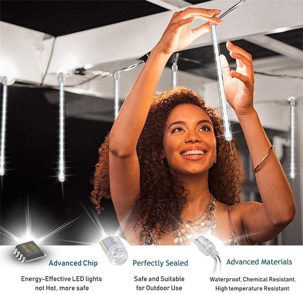 LED Meteor Shower Rain Lights Waterproof Falling Raindrop Fairy String Light for Christmas Holiday Party Patio Decor 30/50CM