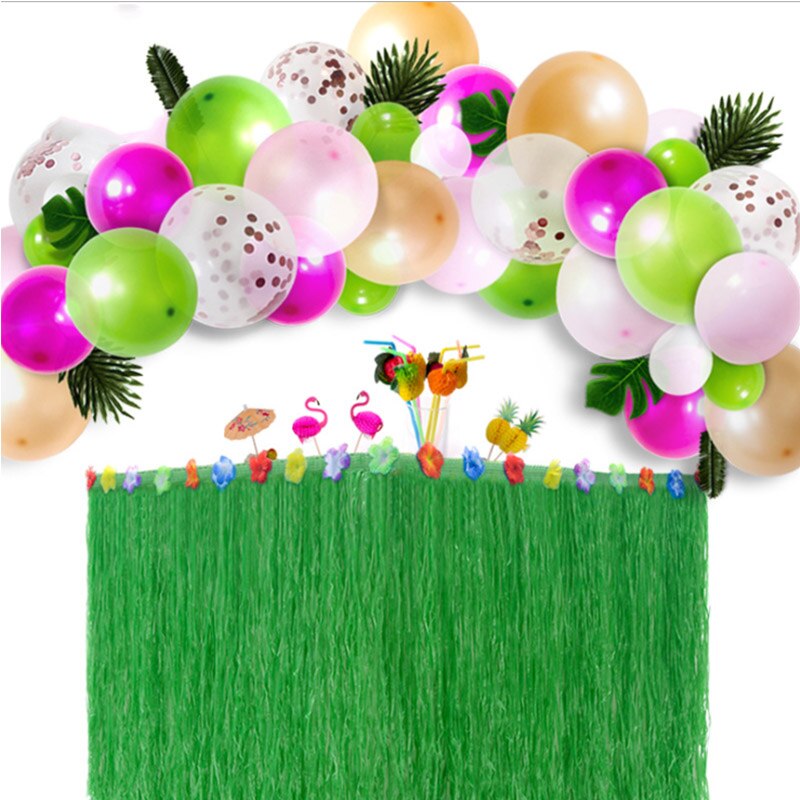 Table Skirt for Tropical Hawaiian Party Decorations Luau Party Decorations Supplies Adult's Kid's Birthday Table Cover Decor