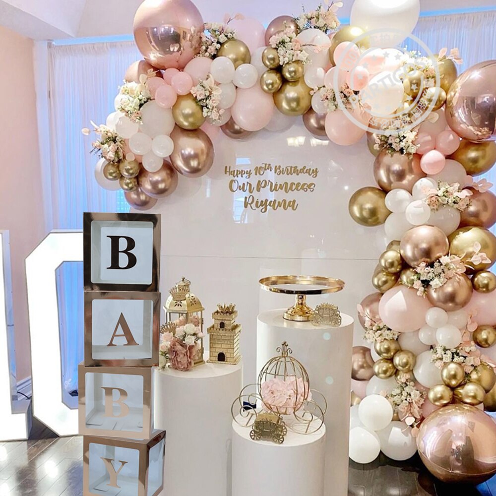 Rose Gold 30x30cm Transparent Baby Box Letter A-Z Box Girl Name 1st Birthday Party Decorations Wedding Bride Ballon Baby Shower Rose Gold 30x30cm Transparent Baby Box Letter A-Z Box Girl Name 1st Birthday Party Decorations Wedding Bride Ballon Baby Shower