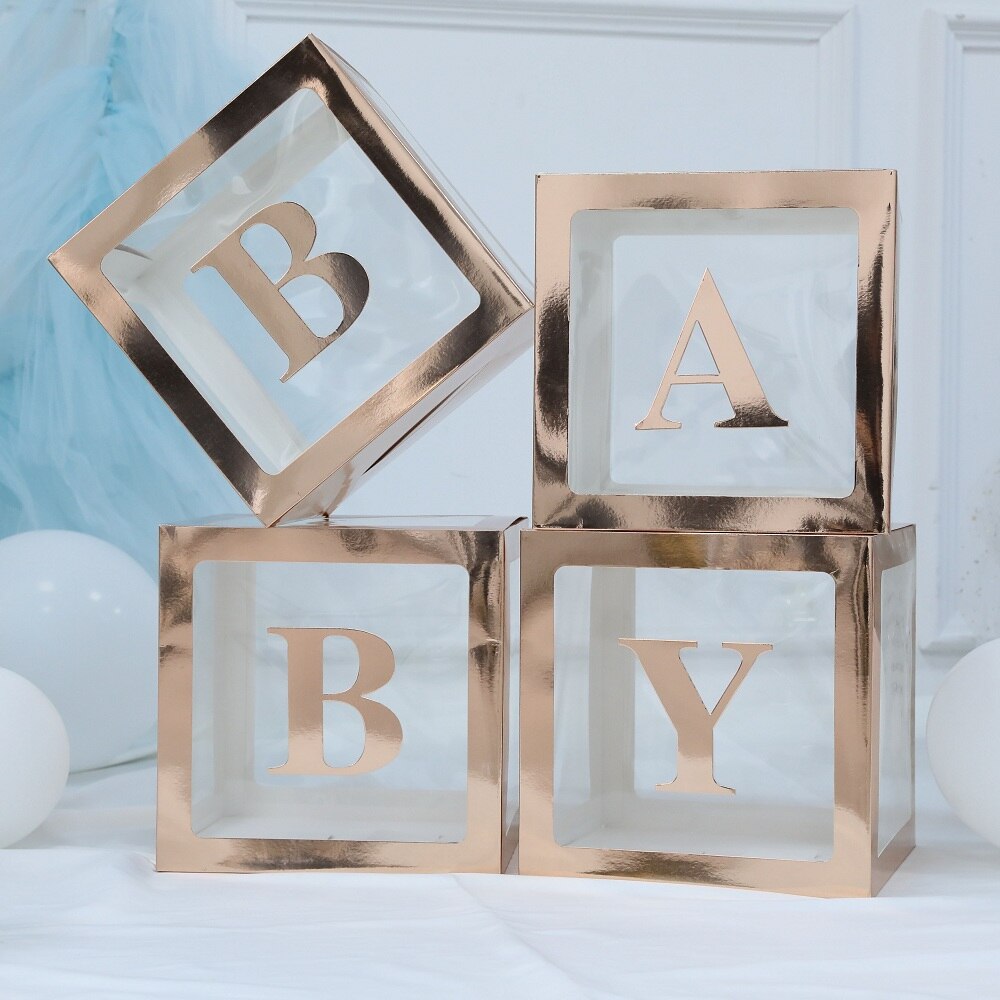 Rose Gold 30x30cm Transparent Baby Box Letter A-Z Box Girl Name 1st Birthday Party Decorations Wedding Bride Ballon Baby Shower Rose Gold 30x30cm Transparent Baby Box Letter A-Z Box Girl Name 1st Birthday Party Decorations Wedding Bride Ballon Baby Shower