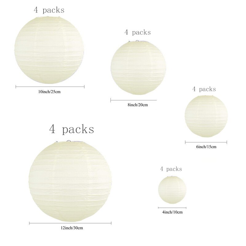 20 Pack Chinese Papier Lampion Paper Lantern  4” 6” 8” 10” 12” Hanging Lanterns Ball Wedding Christmas Event Party Decorations